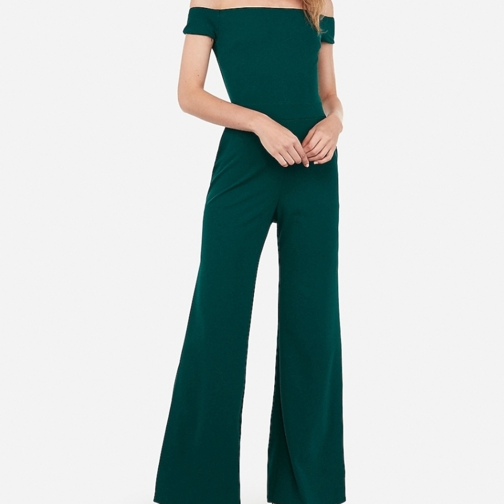 Express Emerald Off-Shoulder Jumpsuit